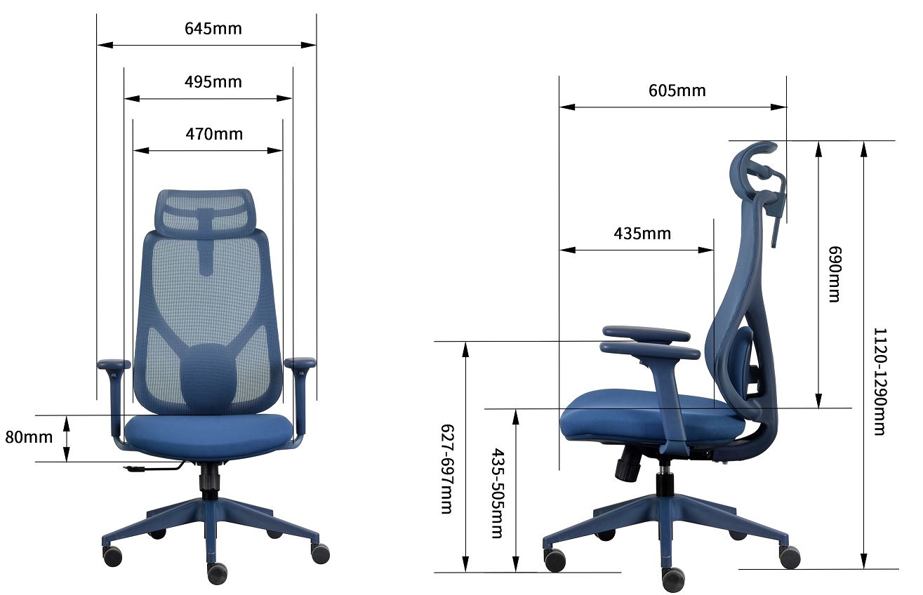 Dimensions du fauteuil ergonomique Mood